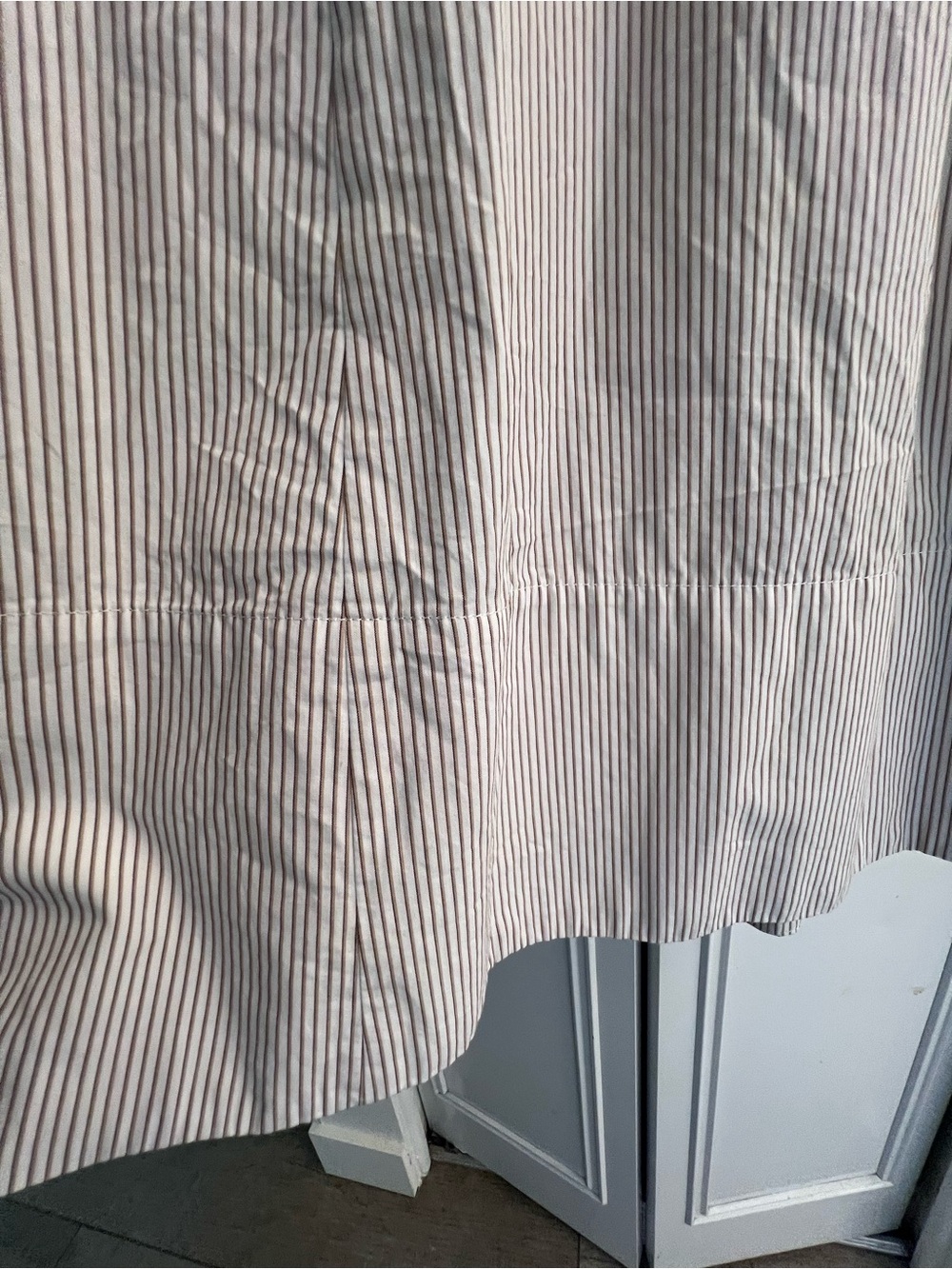 Club Monaco Sleeveless Collared Midi Shirt Dress with Belt - Light Gray Stripe - Picture 4 of 6